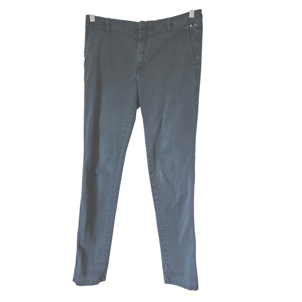Kenzo Paris Mens Slim Fit Chino Trousers Dark Teal Blue Eye Logo 48/40 Pants